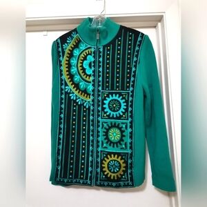 Bob Mackie Vintage Wearable Art Embroidered Suede Leather Jacket Women’s Sz S